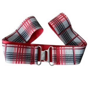 LULULEMON Reversible Elastic Seatbelt Belt Red Grey Plaid